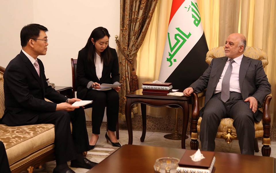 وزير كوري يبدي للعبادي استعداد بلاده لدعم العراق في عمليات التنمية بعد "داعش"