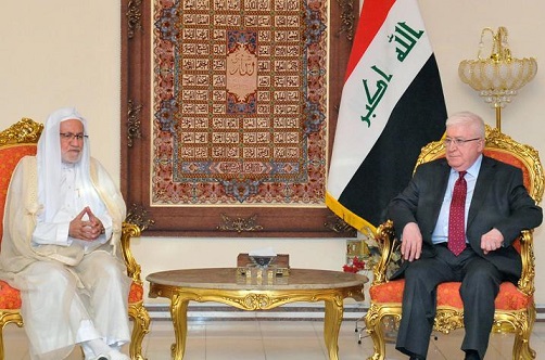 رئيس الوقف الشيعي يلتقي برئيس الجمهورية فؤاد معصوم والاخير يؤكد على ضرورة تعاون السياسيين مع رجال الدين لاجهاض مخطط الارهابيين