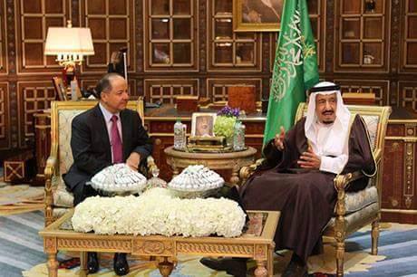 بالصور: العاهل السعودي يستقبل مسعود البارزاني دون اي علم يمثل البارزاني