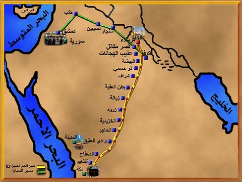 وكالة نون تنفرد بنشر خارطة طريق سبايا ال محمد من كربلاء الى دمشق