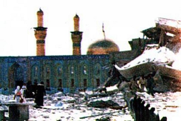 من الارشيف :منطقة بين الحرمين الشريفين وسط كربلاء ابان انتفاضة اذار 1991