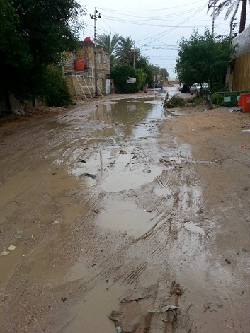 شوارع في منطقة حي الامام علي (سيف سعد) دور 400 متر بعد زخة مطر في كربلاء لمدة ساعة