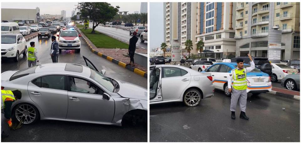 بالصور: 515 حادث مروري بدبي بسبب الأمطار