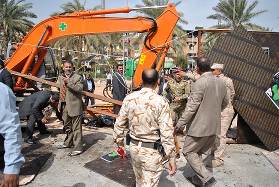 كربلاء:انفجار بين الحرمين الشريفين والتحقيقات الاولية تشير لاحد عمال  احدى الشركات العاملة بالمنطقة (مصور)