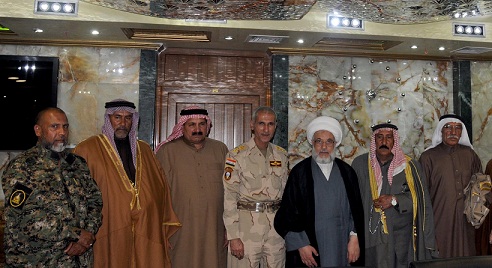 عشائر عامرية الفلوجة تزور ممثل المرجع السيستاني  وتستنجد بكتائب حزب الله لتحريرها من داعش(مصور)