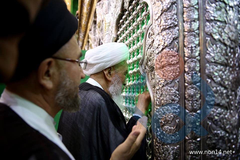 بالصور : المرجع الديني الشيخ محمد اسحاق الفياض  يزور مرقد الامام الحسين