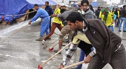 30 الف طن من النفايات خلفها 17 مليون زائر خلال  الزيارة الاربعينية بكربلاء