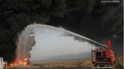 إخماد حريق في بئر نفطي غربي كركوك بعد شهر على اندلاعه
