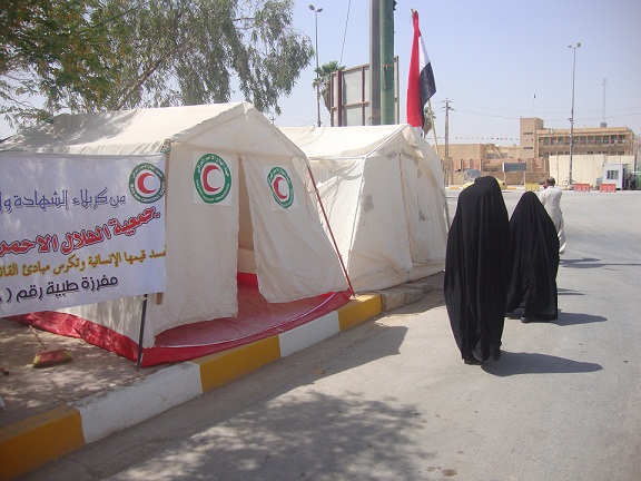 ١٢ مفرزة إسعافية وخدمية للهلال الاحمر العراقي فرع كربلاء في زيارة العاشر من محرم