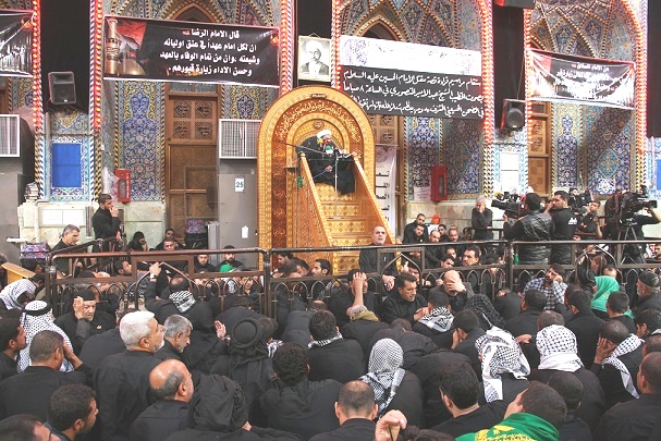 بالصور: قراءة مقتل الامام الحسين من الصحن الحسيني الشريف وسط عشرات الآلاف من الزوار وبحضور ممثل المرجع السيستاني