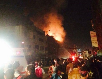 بالصور:حريق في احد الفنادق وسط كربلاء