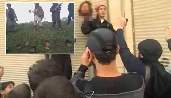 شاهد بالصور كيف تقوم "داعش" بقطع رؤوس عناصر من "الحر" والأخير يقتل أحد امرائها