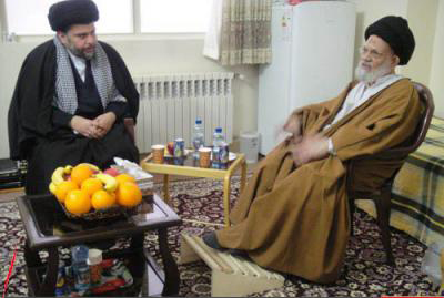 الصدر يزور المرجع الحائري بمقره بمدينة قم المقدسة