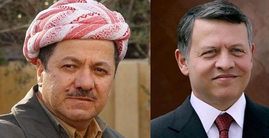 العاهل الاردني  يستقبل رئيس إقليم كردستان العراق