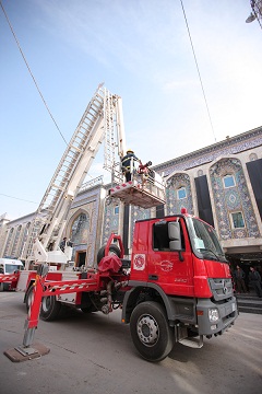 أجراء ممارسة توعوية في الدفاع المدني بالعتبة الحسينية المقدسة لفحص وتامين الوسائل المتبعة