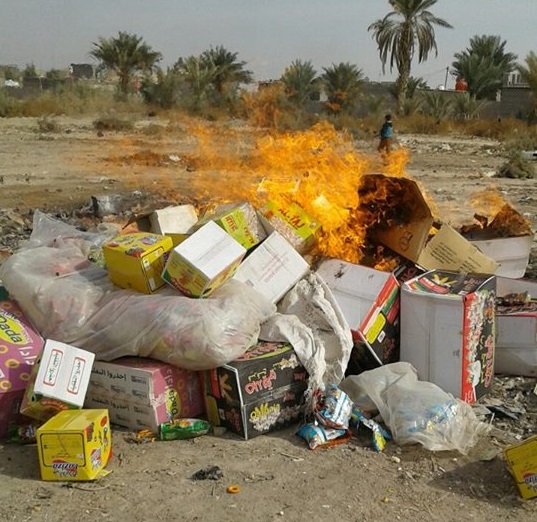 كربلاء:اتلاف أكثر من 35 طن من المواد الغذائية و(8,500) لتر غير الصالحة للإستهلاك البشري