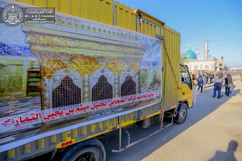 وصول الشباك الجديد لمرقد الصحابي الجليل ميثم التمار(رض) لمدينة الكوفة قادما من اصفهان