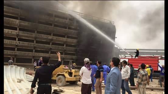 حريق في مجمع البتروكيماويات بالبصرة(مصور)