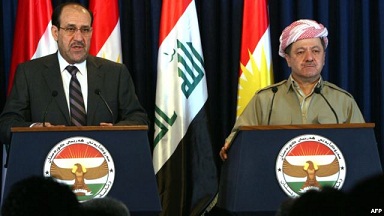 المالكي وبارزاني يتفقان على حل الخلافات والاخير يصرح اننا نتفق مع بغداد بان مصير سوريا بيد شعبها