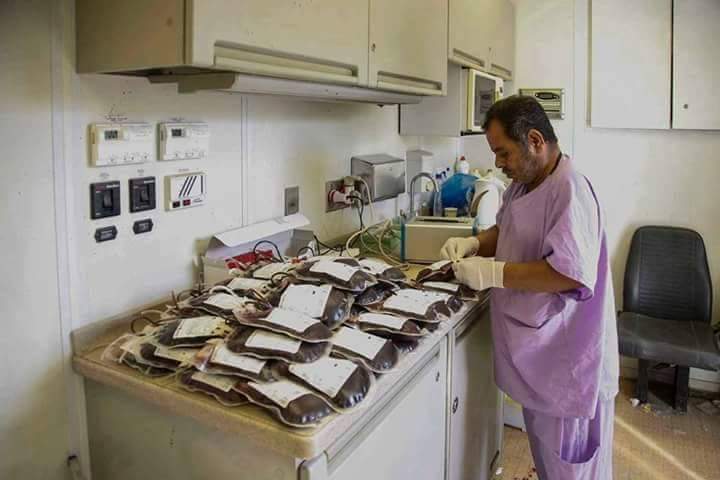 كربلاء:مصرف الدم الرئيسي يجمع اكثر من ( 874 ) قنينة لجرحى القوات الأمنية والحشد  ومرضى الثلاسيميا والحالات الطارئة