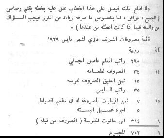 وثيقـــــة جدبدة تظـــــهر الاب ( الملك فيصل اللاول ) يراقب ويدقق مصروفات ابنه (الامير غازي )