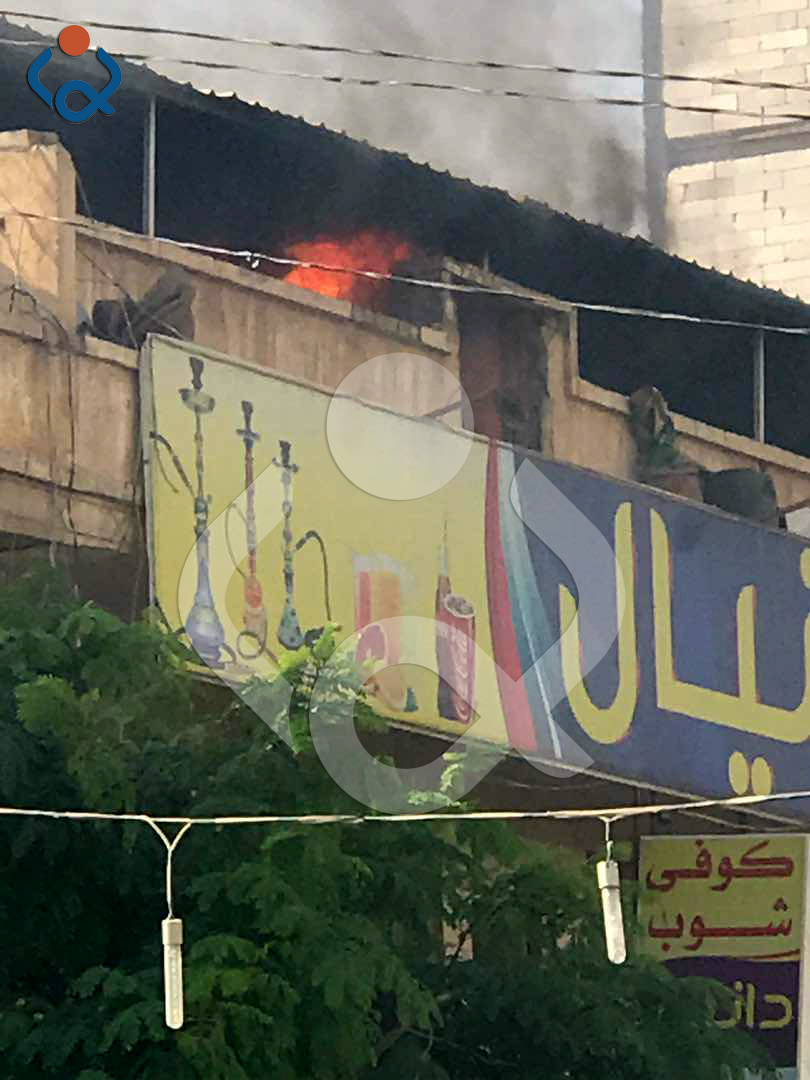 بالصور: اندلاع حريق بمقهى وسط كربلاء