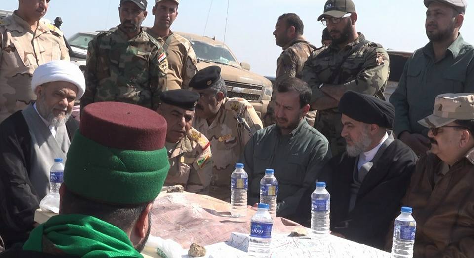 بالصور:ممثل المرجع السيستاني السيد احمد الصافي يزور مناطق محررة من داعش ويلتقي بقيادات عسكرية