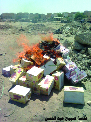 الرقابة الصحية في كربلاء : إتلاف مواد غذائية فاسدة وغلق محلات لمخالفتها الشروط الصحية