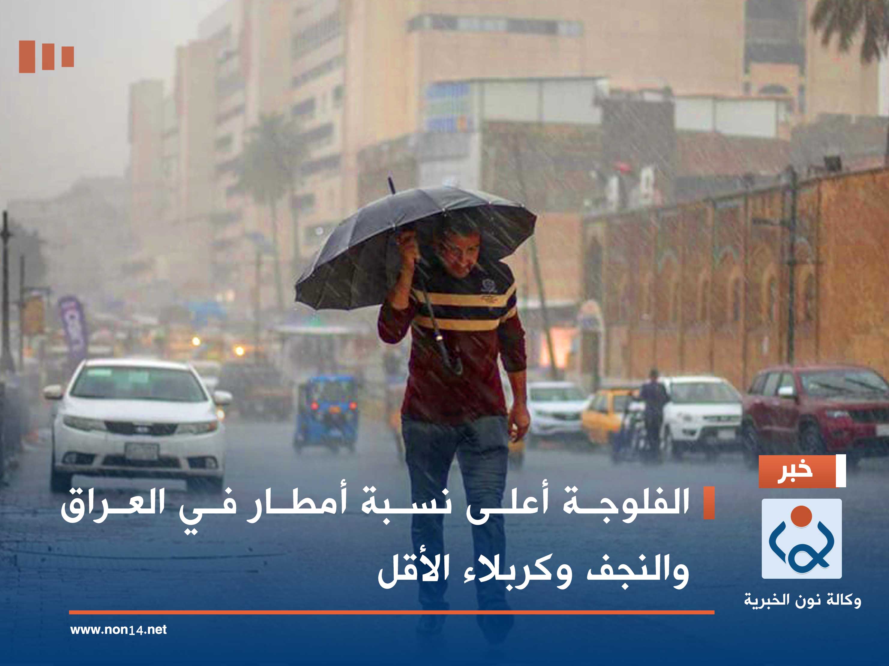 الفلوجة أعلى نسبة أمطار في العراق والنجف وكربلاء الأقل