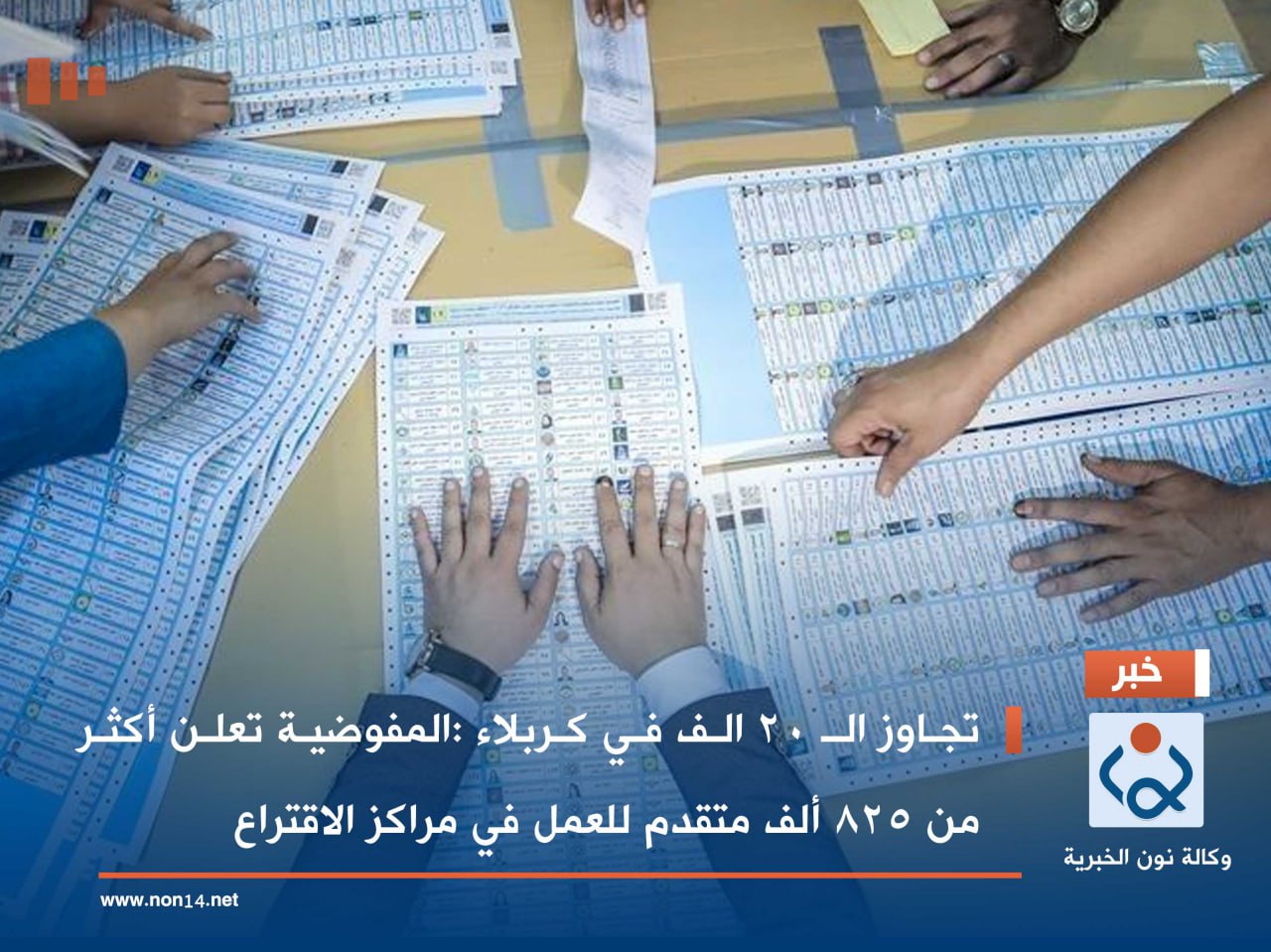 تجاوز الـ 20 الف في كربلاء :المفوضية تعلن أكثر من 825 ألف متقدم للعمل في مراكز الاقتراع