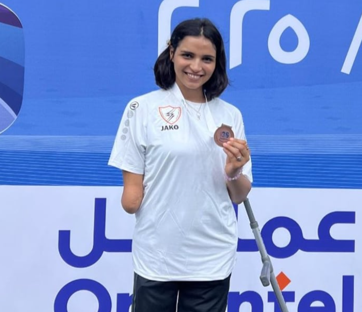 نجلة عماد تحصد البرونزية في أول مشاركة لها ببطولة الأندية العربية للأسوياء