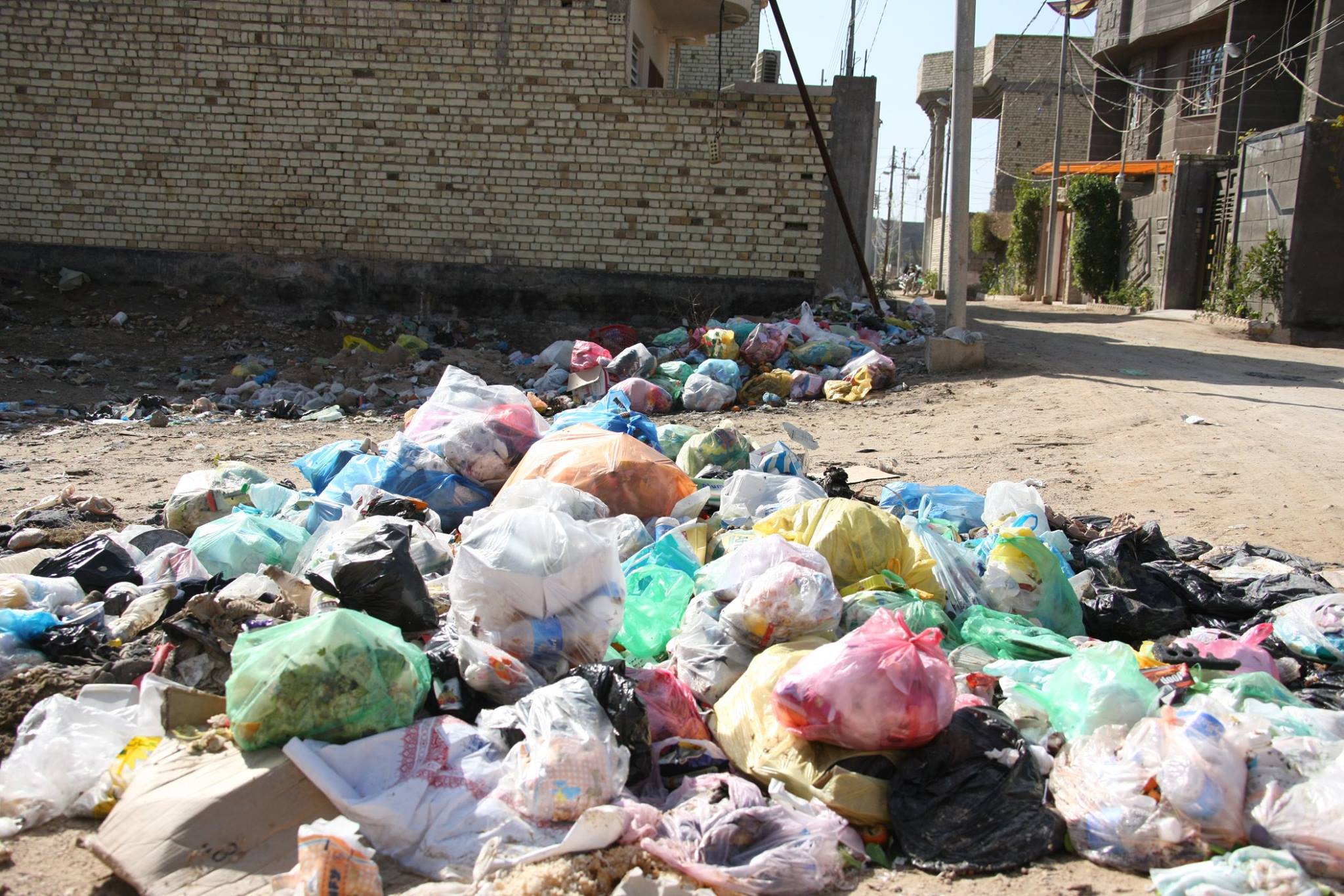 بالصور:تراكم النفايات منذ شهرين في بستنة المعملجي بكربلاء