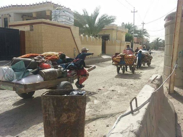 بالصور:عملية نزوح بشري في البو فراج بالانبار هربا من الدواعش