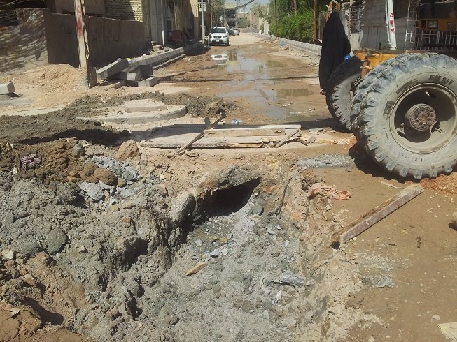 كربلائيون:تخريب واضح لشوارع منطقة الجمعية في كربلاء(مصور)