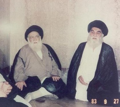 صورة ارشيفية تجمع المرجعين الكبيرين (الخوئي والسبزواري)  عام 1983
