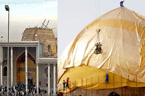 35000 بلاطة ذهبية سيتم بها اكساء قبة الامامين العسكريين في سامراء (تقرير مفصل)