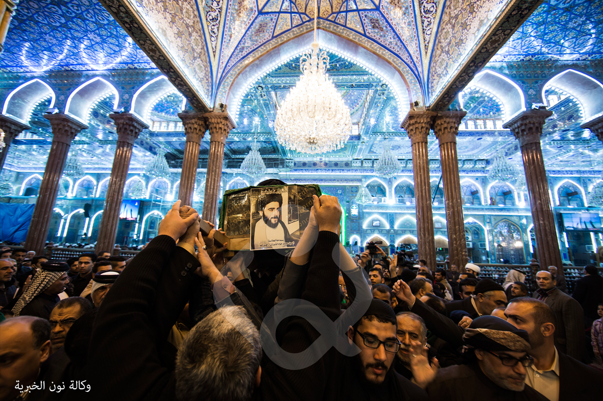 بالصور: تشييع حفيد آية الله الشيرازي في كربلاء