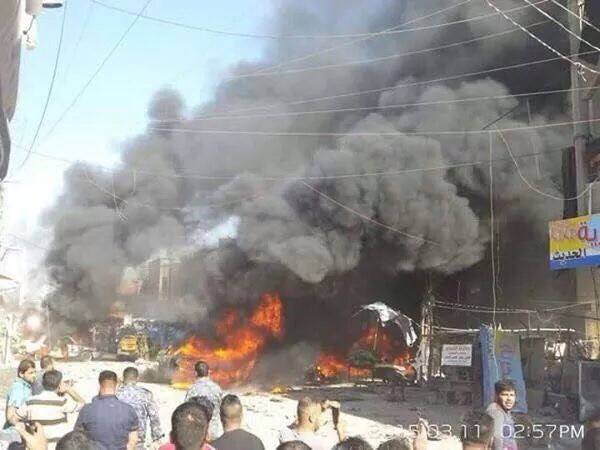 بالصور :الاعتداء الارهابي الجبان بتفجير سيارة مفخخة  في مدينة الحرية ببغداد