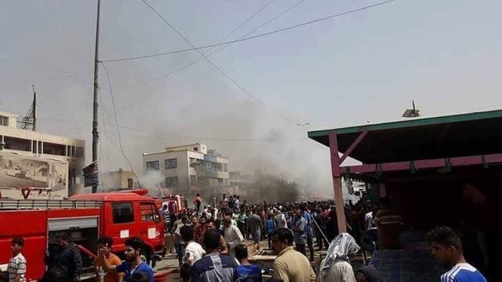 اصابة اكثر من 60  شخص بين شهيد وجريح في مدينة الصدر بسبب انفجار سيارة مفخخة(مصور)