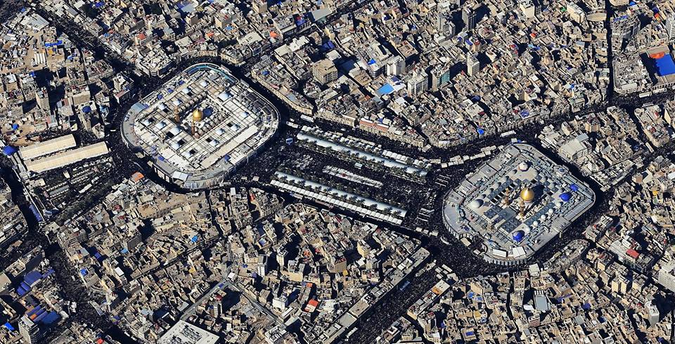 شاهد بالصور كربلاء المقدسة من الجو خلال زيارة الاربعين