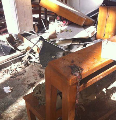 صور خاصة لكنيسة سيدة النجاة بعد استهدافها من قبل الارهابيين يوم امس