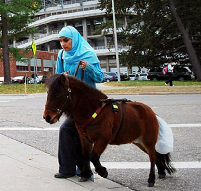 فتاة كفيفة تستخدم حصان دليلا لها
