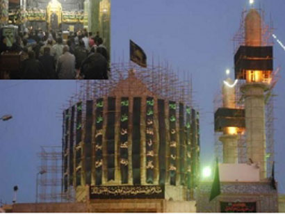 رفع الراية السوداء على القبة الشريفة لمرقد العسكريين في سامراء