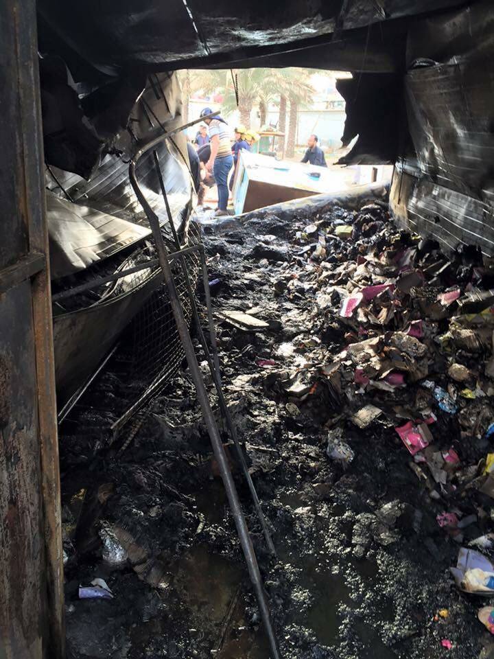 بالصور: حريق في احد اسواق كربلاء دون خسائر بشرية