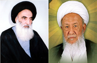 المرجع السيستاني يزور المرجع الفياض في مقره لمناسبة عودته من رحلة علاجية خارج العراق