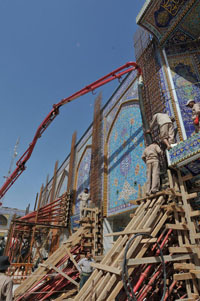 مسؤول بالعتبة العباسية :انجزنا 95% من الاعمدة الخرسانية المسلحة وسنبدأ بتسقيف حرم ابي الفضل العباس عليه السلام