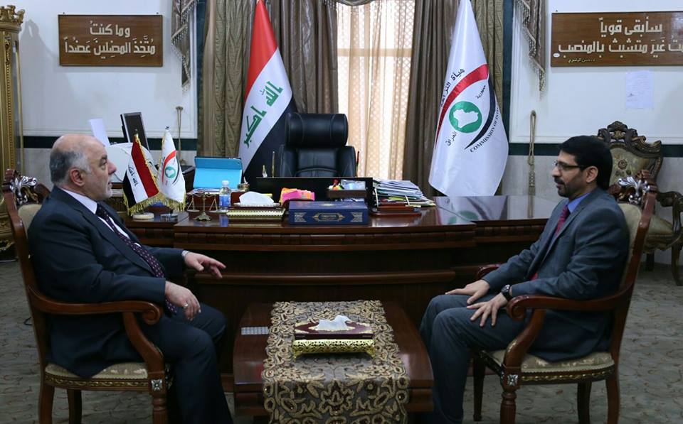 العبادي في هيئة النزاهة للاطلاع على عمل الهيئة واجراءتها في مكافحة الفساد