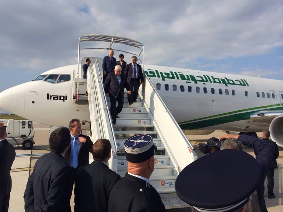 بالصور :وصول رئيس الجمهورية فؤاد معصوم الى باريس للمشاركة بمؤتمر مكافحة الإرهاب