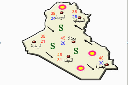 الانواء الجوية: الطقس صحو مع ظهور بعض الغيوم ودرجات الحرارة اعلى في المنطقتين الوسطى والجنوبية يومي الجمعة والسبت