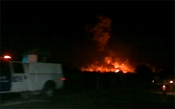 شريط فيديو يظهر احتراق احدى محطات تعبئة الوقود في كربلاء